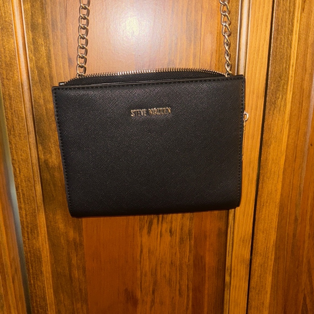 Steve Madden Black Crossbody Bag with Gold Chain